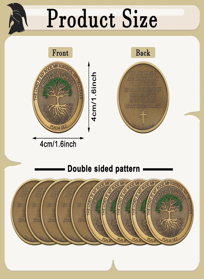 Aurelema 10 Pcs Rooted in Christ Coins Christian Religious Coin Bulk Pocket Prayer Token Jesus Coins Christian Christmas Gifts for Woman Man Challenge Token - Image 2